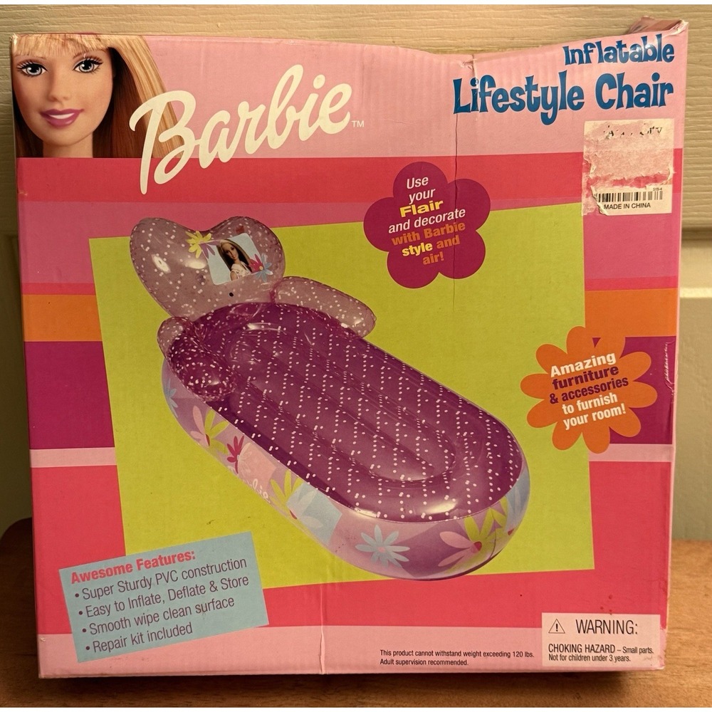 Vintage Barbie Inflatable Lifestyle‎ Chair 2002 Mattel, Inc. New in Box Rare